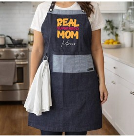 Resim Bk Gift Kişiye Özel Anneler Günü Tasarımlı Pamuk Denim Havlu Detaylı Mutfak Önlüğü -1, Aşçı Ve Şef Önlüğü, Ev Hediyesi Kobitmeyencom36603 Bk Gift Renkli 