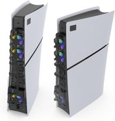 Resim Ps5 Slim Uyumlu Soğutucu LED Işıklı Sessiz Fan 4000RPM USB 3.0 Radyatör Isı Emici Üç Fanlı Siyah 