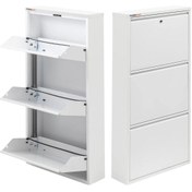 Resim mobilyapratik Kilitli 3'lü Metal Ayakkabılık - Beyaz 