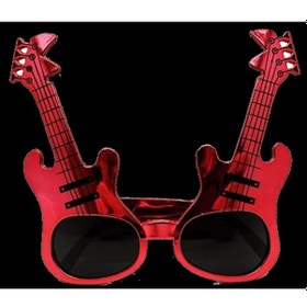 Resim Kırmızı Renk Rockn Roll Gitar Şekilli Parti Gözlüğü 15x15 Cm 1 