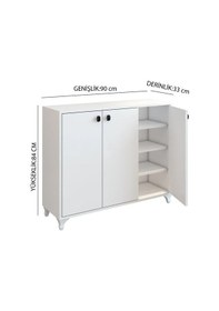 Resim Konak 3 Kapaklı Ayakkabılık Çok Amaçlı 3 Kapaklı Dolap Beyaz Beyaz 