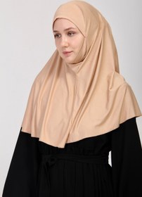 Resim manolyaşal islamic hijab Pratik Eşarp Peçeli-peçesiz Hazır Türban Sufle Bej 