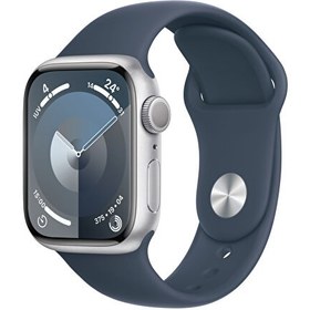 Resim Apple Watch Series 9 Gps 41mm Gümüş Alüminyum Kasa Ve Storm Mavi Sport Band M/L Apple