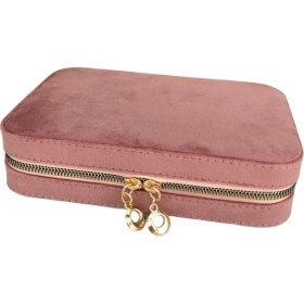 Resim Tekno Trust Ahşap Fermuarlı Deri (Ahşap Kasalı )Büyük Boy Takı, Seyahat ve Mücevher Çantası,kutusu Rose Süet(14 