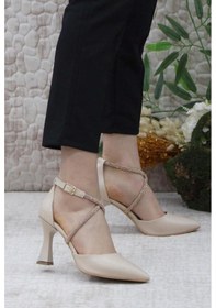 Resim Feles 18-444 Çapraz Şerit Taşlı Abiye Kadın Topuklu Ayakkabı Sti 001 