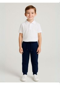 Resim Zekids Çocuk Beli Paçası Lastikli Yumuşak Dokulu Okul Eşofman Altı-16088 Lacivert 