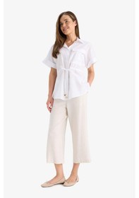 Resim Defacto Crop Fit Kemerli Kapri Pantolon F3421ax25hser37 Ekru 