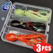 Resim Ağır Kurşun Jigli ile 3-Lü Yumuşak Ahtapot Balık Tutma Takımları, TPE Malzemesi, Tuzlu Su Tatlı Su Swimbait, Somon, Bass, Alabalık için Sürükleme 