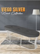 Resim Gazzini furniture Viego Silver Exclusive Bench Lüks Metal Gümüş Ayak, Chester Model Yatak Ucu Gri Puf 