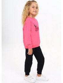 Resim Toontoy Kids Toontoy Kız Çocuk Trend Baskılı Eşofman Takım Fuşya 
