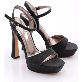 Resim Dgn 2011 Kadın Tek Şeritli Topuklu Abiye Ayakkabi Siyah Çizgili 