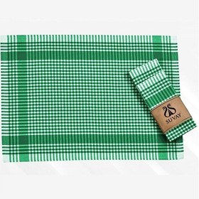 Resim Mutfak Kurulama Bezi 6'lı Mavi Pöti Kareli Bulaşık Kurulama Bezi Servis Peçetesi Beslenme Örtüsü Yeşil 