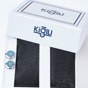 Resim Koyu Lacivert 3'lü Kravat & Mendil & Kol Düğmesi Seti Kigili