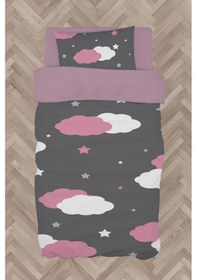 Resim Mekta Home Bebek Ve Çocuk Odası Pembe Ve Beyaz Bulut Desenli Nevresim Takımı 