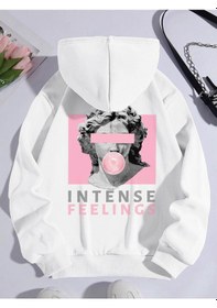 Resim Unisex Kadın/erkek Harajuka Sokakt Yazılı Grafik Sweat Beyaz 