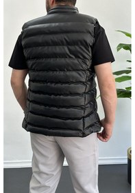 Resim Edwox Erkek Slim Fit Fermuarlı Suni Deri Yelek Siyah Edw088-siyah 