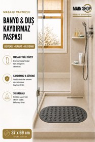 Resim isgstore MAİN SHOP Masajlı Silikon Vantuzlu Banyo ve Duş Kaydırmazı Gri M-142 