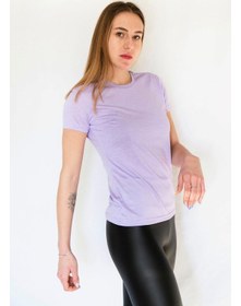 Resim Lotto Kadın Lila Düz T-Shirt W1109 