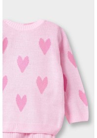 Resim Defacto Kız Bebek 2li Takım Kalp Desenli Triko Kazak Alt F3228a525wnpn364 Pembe 