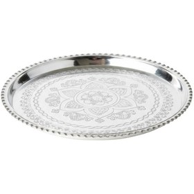 Resim Bakır Kalaylı İşlemeli Tepsi 30 Cm Gümüş 