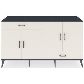Resim Hyperion Konsol 5 Raflı 2 Çekmeceli 4 Kapaklı 176x44x99 Antrasit- Antrasit-aytaşı 