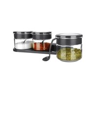 Resim Yomna 3'lü Standlı Antrasit Kaşıklı Baharat Seti 