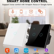 Resim WiFi Akıllı Işık Anahtarı Duvar Dokunmatik Anahtar EU Standart Beyaz/Siyah Lüks Temperli Cam Panel Tek/Zero Ateş Graffiti/Akıllı Yaşam APP Kontrolü Ses Kontrollü Alexa Google Home AC100-240V 1/2/3/4 Yollu, Ev Otomasyonu, Modern Duvar Dekoru, Kolay Temizlenebilir Yüzey, Sesle Kumandalı Aydınlatma, Minimalist Tasarım, Yüksek Kaliteli Panel, Uygulama Kontrollü Anahtar, Modern Ev Sahipleri İçin 