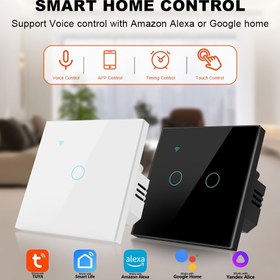 Resim WiFi Akıllı Işık Anahtarı Duvar Dokunmatik Anahtar EU Standart Beyaz/Siyah Lüks Temperli Cam Panel Tek/Zero Ateş Graffiti/Akıllı Yaşam APP Kontrolü Ses Kontrollü Alexa Google Home AC100-240V 1/2/3/4 Yollu, Ev Otomasyonu, Modern Duvar Dekoru, Kolay Temizlenebilir Yüzey, Sesle Kumandalı Aydınlatma, Minimalist Tasarım, Yüksek Kaliteli Panel, Uygulama Kontrollü Anahtar, Modern Ev Sahipleri İçin 