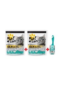 Resim 2 Adet Silika Kedi Kumu 3.8 Lt + Tüy Toplayıcı Rulo 