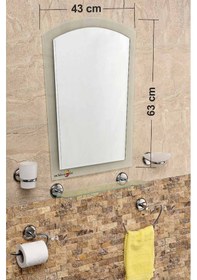 Resim Çift Camlı 6 Parça Dev Büyük Banyo Wc Kafe Cafe Tuvalet Ayna Seti Gümüş 