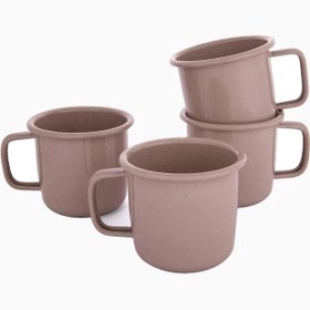 Resim Rolled Enamelware Mug 4’lü Emaye Kamp Kupası - Toz Pembe 