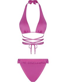 Resim Bonesta Chandra Üçgen Bağlamalı Büzgü Detaylı Pembe Bikini Takımı 