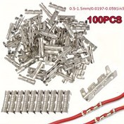 Resim 100 adet Hızlı Splice U-Şekilli Kablo Bağlantı Elemanları, Bakır Kontakt, Yalıtımsız, Soğuk Sıkma Bağlantısı, 0.3-1.5mm2 Kablo Boyutu, Gümüş 