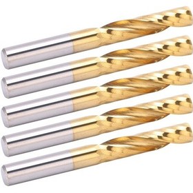 Resim Yaozixa 5 Adet Titan Kaplı Hızlı Çelik Spiral Freze Aleti - 6mm Çap, Alüminyum Ve Renkli Metal Kesim İçin, 28mm Bıçak Uzunluğu, Cnc Uygulamaları 