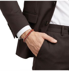 Resim Premium Kırmızı Jasper Doğal Taşlı Hasır Örgü Zincirli Erkek Çelik Bileklik 31832b28d18 Gümüş - Kırmızı 