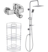 Resim Eca Luna Banyo Bataryası+tema Rain Quadro Tepe Duş Takım+3'lü Raf 