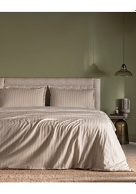 Resim Madame Coco Nicole King Size %100 Pamuk Armürlü Nevresim Takımı - Bej Ekru 