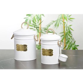 Resim Feyza Design 2'li Metal Bulaşık ve Çamaşır Deterjan Kovası Beyaz Set 