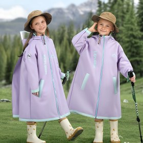 Resim BM Kızlar Yüksek Kaliteli Yağmurluk Kapüşonlu - Kalınlaştırılmış EVA Tam Vücut Koruma, Açık Sırt Tasarımı ve Büyük Kapüşonlu Yürüyüş, Okul Aktiviteleri İçin - Hafif Bol Kesim ile Depolama Çantası, Düz Renkli Rahat Dış Mekan Yağmurluk, Yürüyüş Yağmurluk, Fonksiyonel Cep, Dayanıklı Yağmurluk, Çocuk Yağmurluk, Çocuk Yürüyüş Ekipmanları, Yüksek Kaliteli Kumaş, Okul Çağı Çocukları 