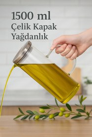 Resim Amentes Çelik Kapaklı Vakumlu Borosilikat Cam Yağlık Sirkelik Yağlık Etiket Hediye 