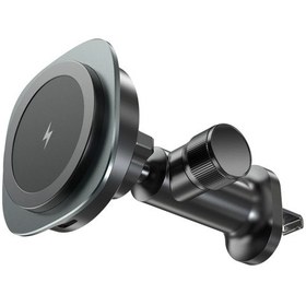 Resim Qı-206 Magsafe Uyumlu Araç Içi 15w Kablosuz Hızlı Şarj Telefon Tutucu Siyah Siyah 