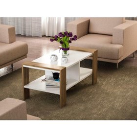 Resim Dekorister Erica Orta Sehpa Beyaz-Ceviz 