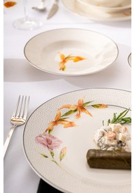 Resim Emsan New Bone Nova 18 Parça 6 Kişilik Yuvarlak Yemek Takımı Renkli 