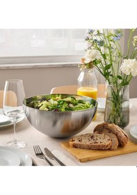 Resim 2 Adet Büyük Servis Kasesi Karıştırma Kasesi Kabı 28 Cm Ve 36 Cm İkea Salata Kasesi Paslanmaz Çelik Metalik Gri 