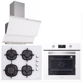 Resim Silverline Beyaz Cam Ankastre Set 