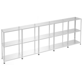 Resim RafBurada 3 Katlı 5'li Galvaniz Çelik Raf - Depo, Arşiv, Kiler, Dosya, Market Rafı 43x75 Cm-100 Cm-0.70 Mm 