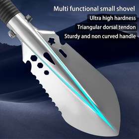 Resim 1 Adet Sağlam Çok Fonksiyonlu Mini Kürek - Yüksek Sertlikte Metal Üçgen Bıçak, Kavisiz Dayanıklı Sap, Kampçılık, Keşif, Kendi Kendine Sürüş ve Ekim için Taşınabilir Kompakt Tasarım, Kurtarma Araç Seti | Ergonomik Saplı | Keskin Kenarlı Kürek 