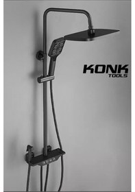 Resim Piyano 5 Fonksiyonlu 130 cm Siyah Banyo Bataryalı Robot Duş Seti Tepe Duşu Duş Seti Siyah 