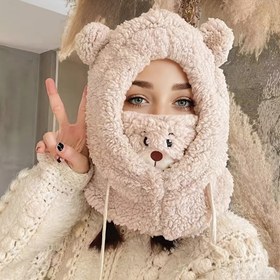 Resim Çok renk seçeneği mevcuttur, Kış Kadınlar Kalınlaştırılmış Sıcak Kore Versiyonu Çok Yönlü Kış Bisiklet Maskesi, Kulak Koruma, Lei Feng Şapkası, Ayı Şapkası 