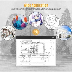 Resim Monozone A3 Led Işıklı Çerçeve Çizim Tableti Dijital Grafik Sanat 